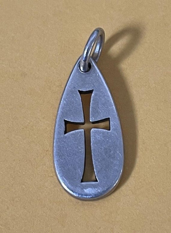 James Avery Retired Silver Teardrop Cross Charm/ … - image 1