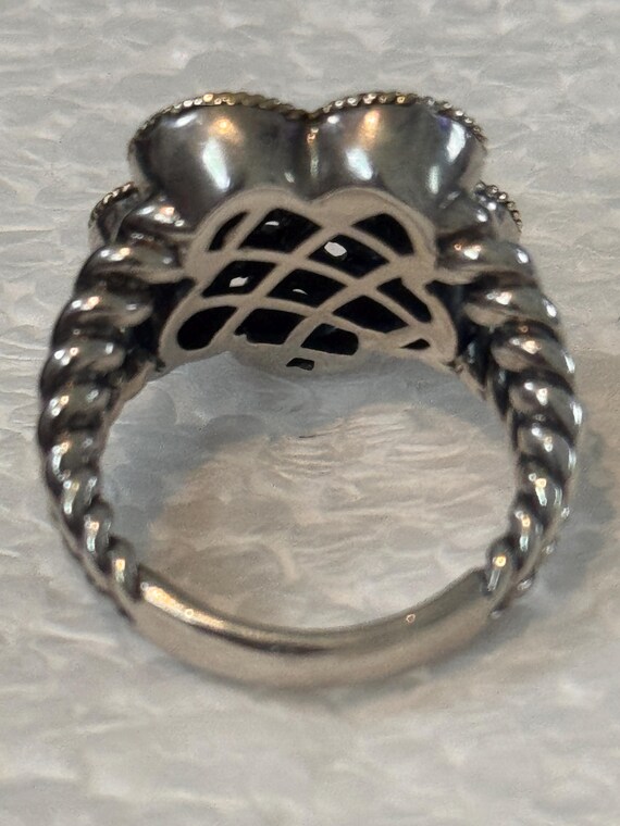 Sterling Silver & Solid 18K Gold Basketweave Clov… - image 9