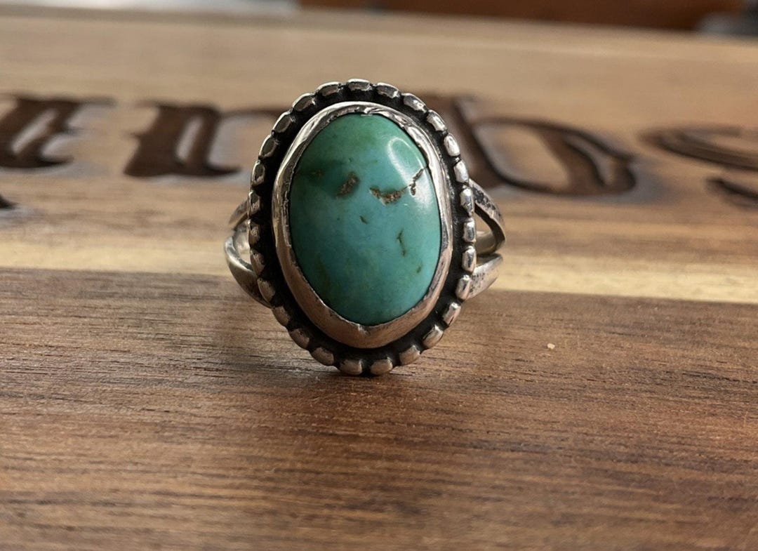 Vintage Sterling Silver Turquoise Ring Sz 7 Navajo Style - Etsy
