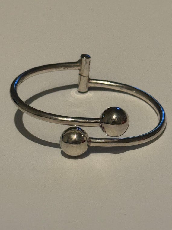Vintage ATI Mexico 925 Sterling Silver Hinged Bypass Ball-end
