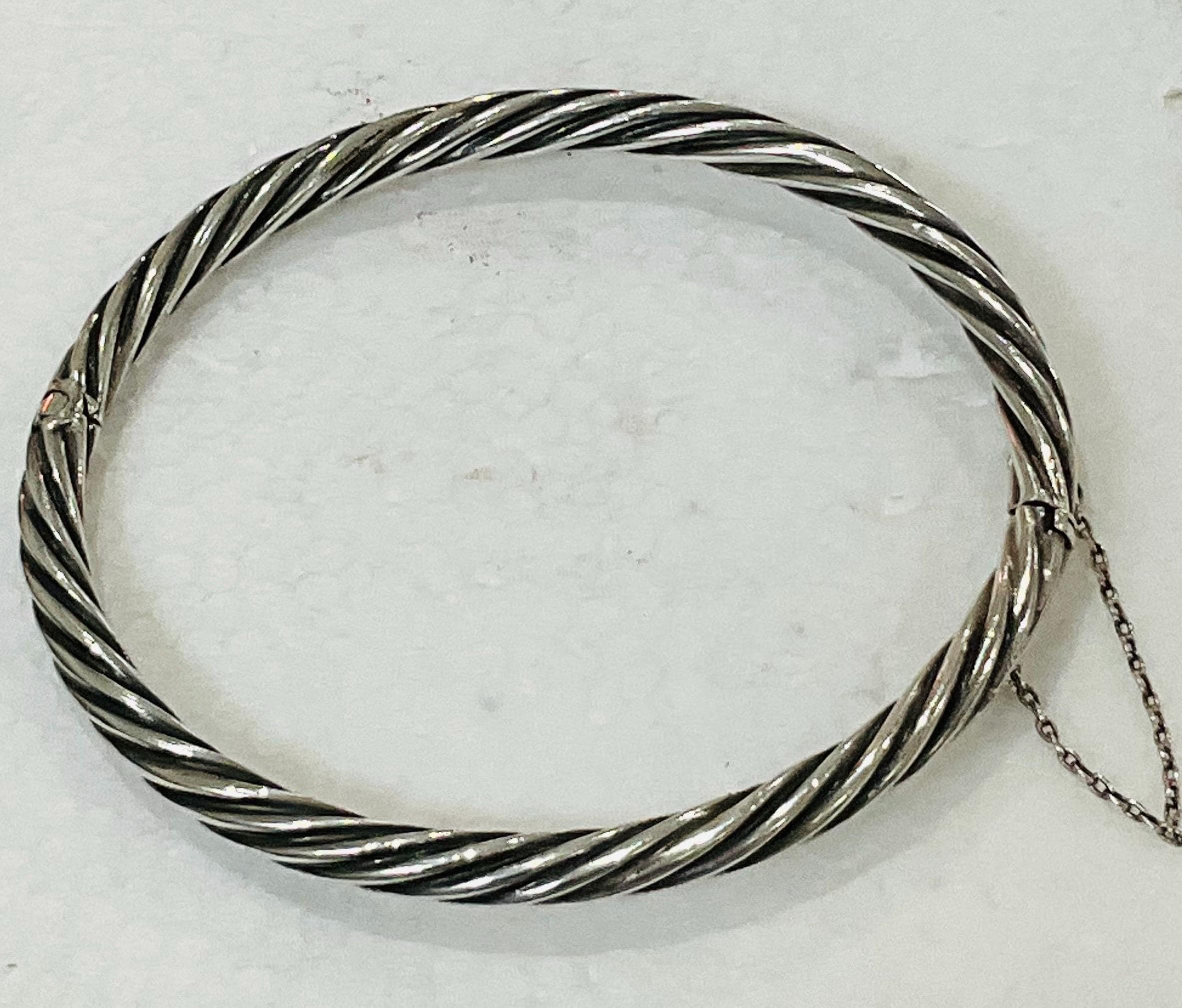 アクセサリー LET IT BE Stamped & Twisted Bangle SV925 Vintage Sterling Silver Twisted Rope Hinged Bangle Bracelet 14.4g
