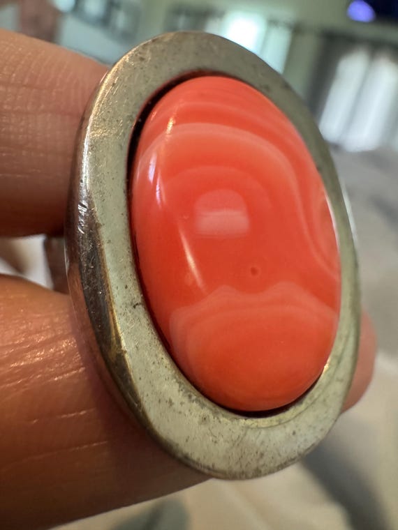 Sterling Silver Statement Ring with Stabilized Co… - image 9