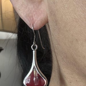 Ati Thailand - Etsy Vintage ATI Thailand 925 Sterling Silver Red Jasper Dangle Drop Earrings main image 0