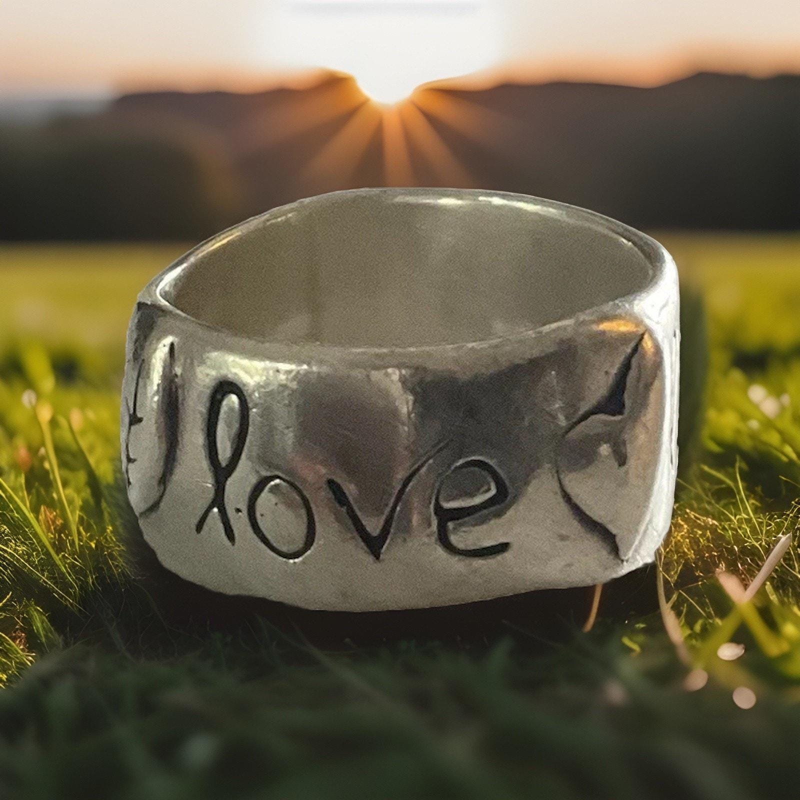 925 Inspirational Ring Live Love Laugh Band Wide Statement Ring