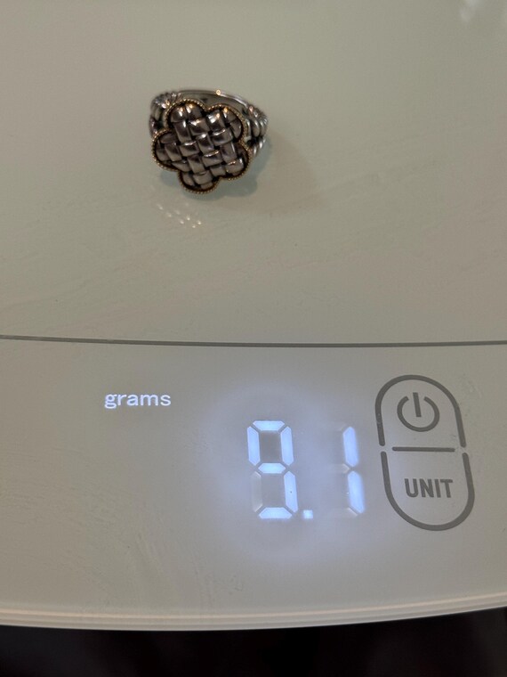 Sterling Silver & Solid 18K Gold Basketweave Clov… - image 7