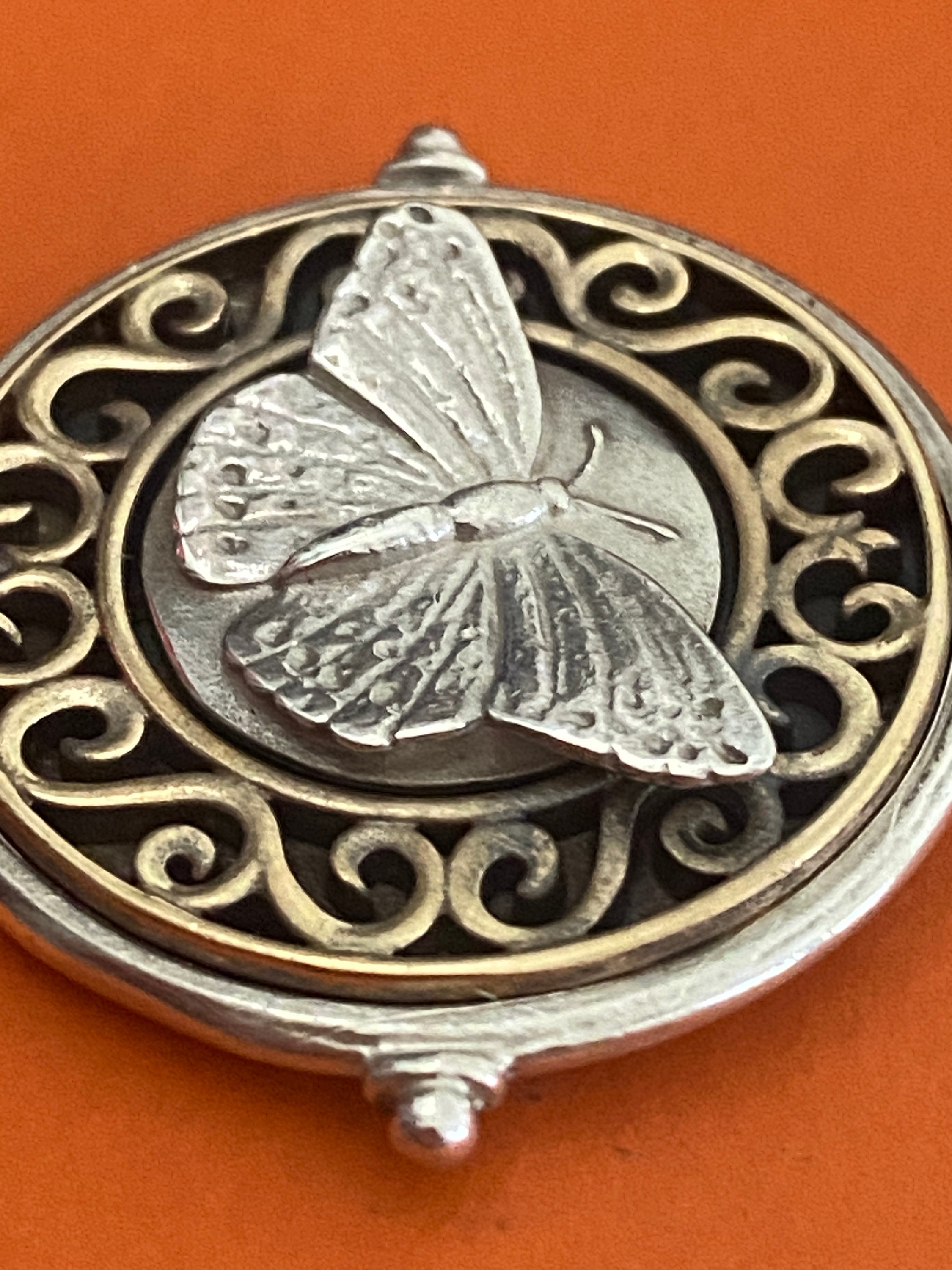 James Avery Retired Silver and Bronze HTF Swirl Butterfly Pendant Etsy