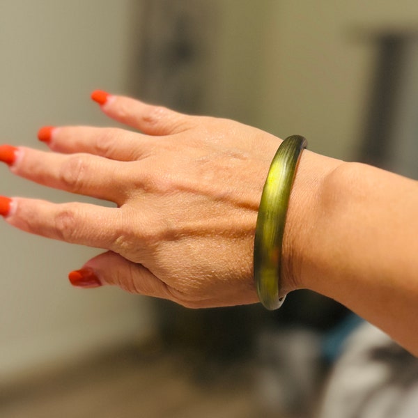 Alexis Bittar  Frosted Green Lucite Bangle Bracelet