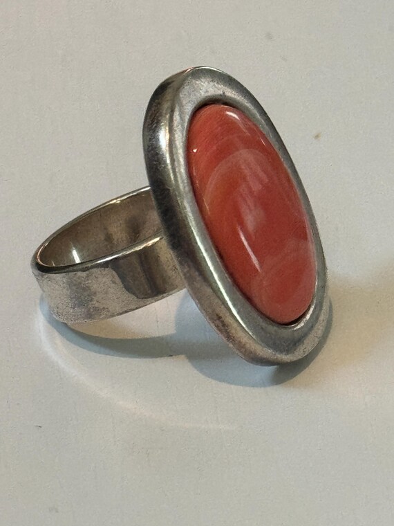 Sterling Silver Statement Ring with Stabilized Co… - image 2