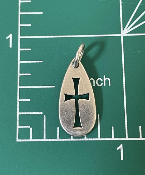 James Avery Retired Silver Teardrop Cross Charm/ … - image 2