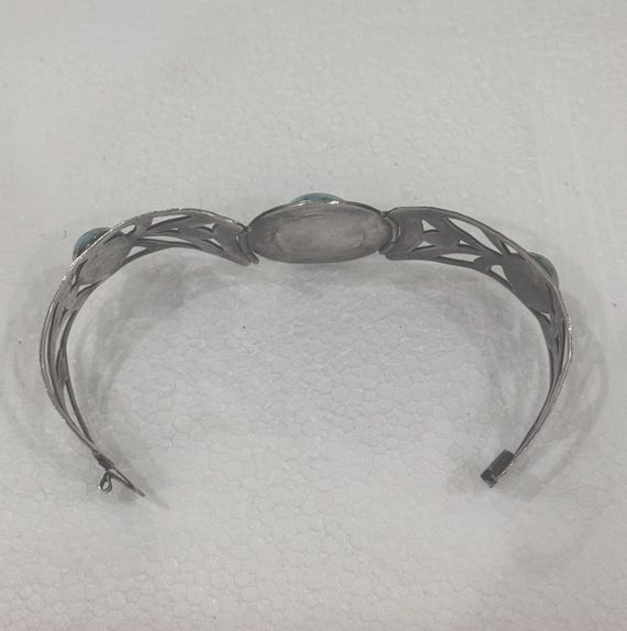 Vintage Mexican Sterling Silver Turquoise Bangle – Hand Stamped