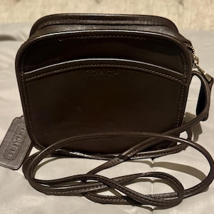 Vintage Brown Mini Leather Coach Crossbody Bag Purse