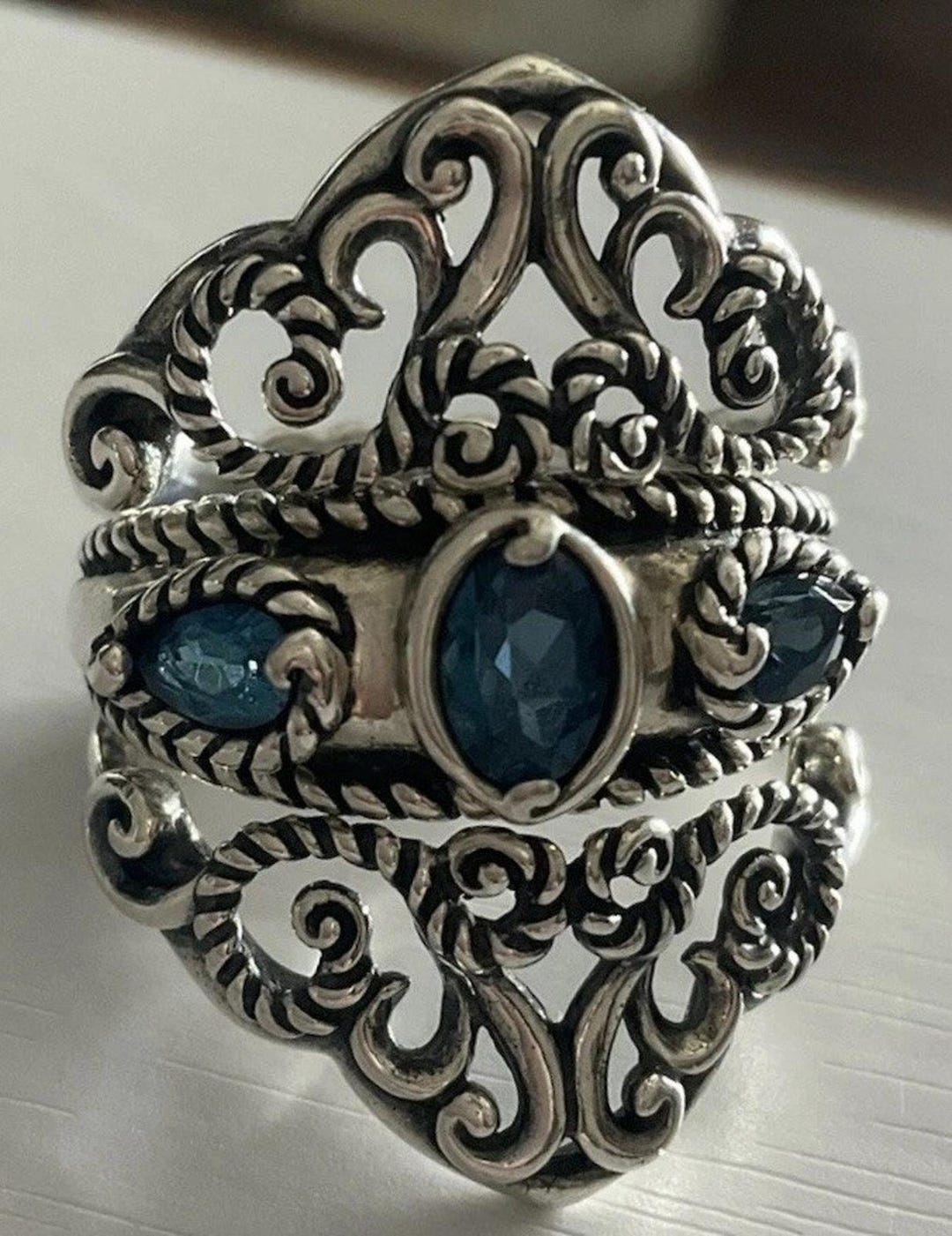 Relios Silver Rings Carolyn Pollack Relios Sterling Silver Blue Gemstone Ring Size 9 ...
