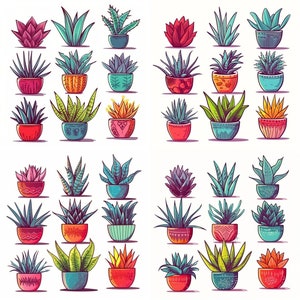Cute Hand Drawn Aloe Vera Plants | Vector Illustration | Clip art | Art for card making |