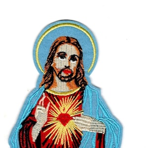 Sacred Heart embroidery patch, Embroidered Sacred Heart patch, Sew on, iron on, religious embroidery patch, Catholic embroidery patch, Jesus