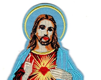 Sacred Heart embroidery patch, Embroidered Sacred Heart patch, Sew on, iron on, religious embroidery patch, Catholic embroidery patch, Jesus