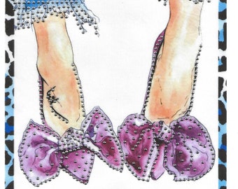 High Heel Shoes Rhinestone Iron On Transfer – Purple Bow Heels Bling Applique, Fashion Shoe Hotfix Design, Glam DIY Clothing Embellishment