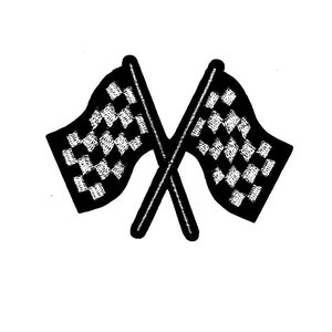 Racing Patch, Car Racing Flag, Checkered Flag Patch, Iron on or Sew On Patch for clothing, hats, trucker hats, Finish Line Patch