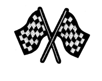 Racing Patch, Car Racing Flag, Checkered Flag Patch, Iron on or Sew On Patch for clothing, hats, trucker hats, Finish Line Patch