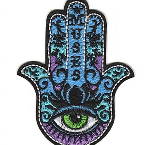Hamsa Patch, Hand Spiritual Embroidery Patch Iron On or Sew-On Accessory 4 Clothing and Bags Badge Applique Trendy decorations Decorative