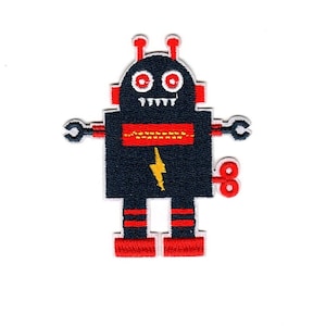 Robot Patch, Iron on Patch, Embellishment, embroidered, PATCH sew on, clothing, bags, DIY, jean jacket, repair, Sewing, DIY & Crafts