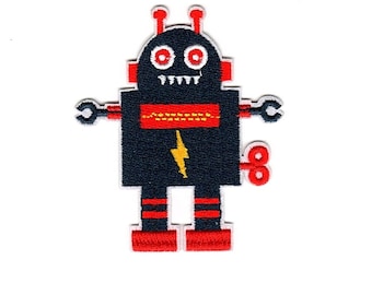 Robot Patch, Iron on Patch, Embellishment, embroidered, PATCH sew on, clothing, bags, DIY, jean jacket, repair, Sewing, DIY & Crafts