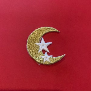 Star and Moon Iron-On Patch, Star Badge, Patch, DIY Embroidery, Embroidered Badge, Applique Embroidery Patch Iron On or Sew-On