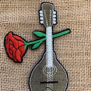Bandolon , iron on patch, embroidered patch, applique, Sew on patch, crafts, jacket, mask, clothing, DIY, guitar