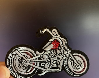 Motorcycle Patch, Biker's Lifestyle, Iron-On Embroidered, Hog, Clothing, embroidered patch, applique, Sew on patch, crafts, jacket, mask