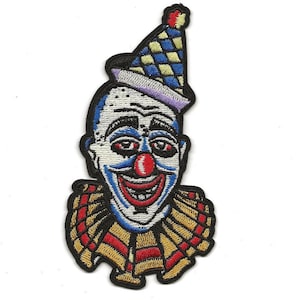 Clown Patch, Circus Clowns Embroidery Patch, DIY, Embroidered Applique Motif, Badge, Heat Press, Iron On or Sew On, Craft, Supplies