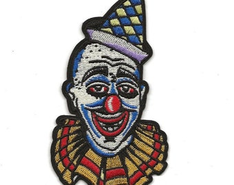 Clown Patch, Circus Clowns Embroidery Patch, DIY, Embroidered Applique Motif, Badge, Heat Press, Iron On or Sew On, Craft, Supplies
