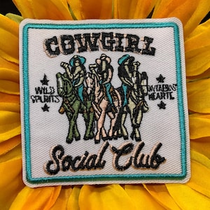 Cowgirl Social Club Patch, Trucker Hat Patch, Western, Jacket, Bookbag, Iron On Patch, Embroidered Patch