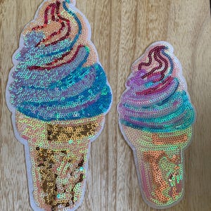 Sundae Patch, Ice Cream Embroidery Patch  Iron-On or Sew-On Accessory for Clothing and Bags
