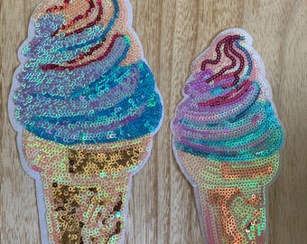 Sundae Patch, Ice Cream Embroidery Patch  Iron-On or Sew-On Accessory for Clothing and Bags