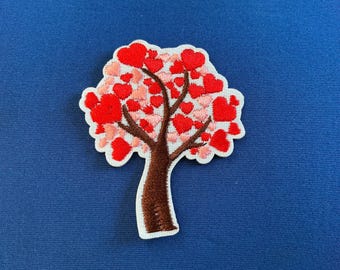 Tree of Love Patch, Tree of Hearts, Valentine Patch, Family Tree, Embroidery Patch, Iron On Patches, Sew on Patches,  2(H) X 1.75(W) inches