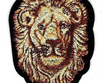 Lion Patch, Appliqué Lion, Leo, Head patch, Fashion Animal patch, Iron on Embroidered patch. King of the Jungle
