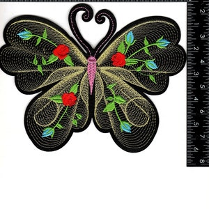 Butterfly, Butterflies, Embroidery Patch, DIY, Embroidered Applique Motif, Badge, Heat Press, Iron On or Sew On, Craft, Supplies