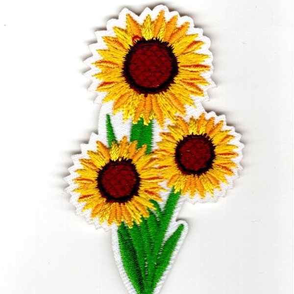 Sunflower Embroidery Patch - Iron-On Yellow Sunflower Embroidered Patch - Jean, Jacket, Backpack Accessory Floral Patches