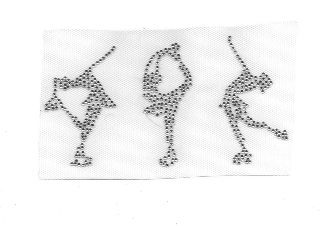 Rhinestone Ice Figure Skater Iron-on Crystal Bling Hotfix Sparkle ...