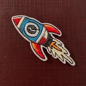 Rocket Ship Iron-On Patch for Space Enthusiasts and Adventurers, Embroidery Iron On or Sew On Patch, Space Shuttle, IRON ON