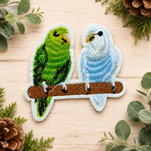 Parrot Embroidered Patch, Tropical Bird Iron On Applique, Green Blue Parrot Patch, Bird Lover Embroidery Badge, Exotic Bird Jacket Patch