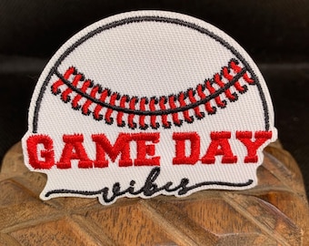Baseball Patch, Baseball Iron On Heart Patch Embroidered DIY, Sew On, applique, crafts, jacket, motif, sport, Game Day Vibes