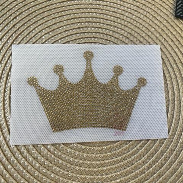 Crown, Gold Crown, Royal, Queen, Rhinestone Iron on Heat Press Crystal MOTIF Crystal Transfer Bling Hot Fix - DIY Shirt