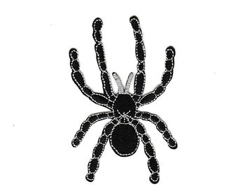 Spider Patch, Black and silver spider patch, embroidered patch, applique, Sew on patch, jacket, for backpack, Insect patch, Spiderweb patch