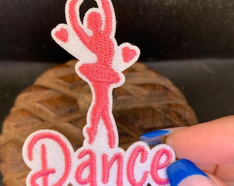 Pink Ballerina Dancer Patch - Iron On Embroidered Applique Embroidery Patch, Iron On Patches, Sew on Patches, Dance Patch