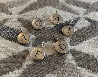 Sterling Silver Initial Charm, Sterling Silver, Silver Initial Charm, Personalized Charm, Initial Pendant, Letter Charm, 8x13mm