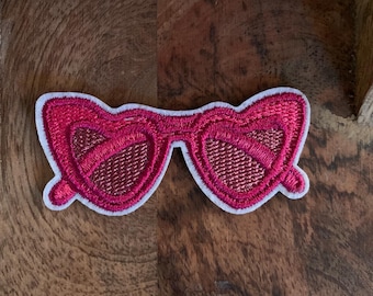 Sunglasses, Pink Heart Shaped Framed, Iron On Patch Embroidered DIY Iron-on, Sew-on, crafts, jacket, clothing, DIY, motif, Barbie inspired