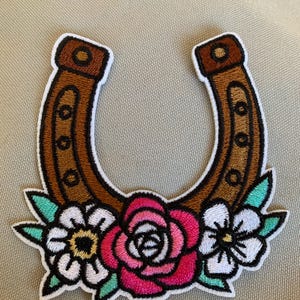 Horseshoe Embroidered Patch, Western Patch, Embroidery Patch, Iron On Patches, horse shoe