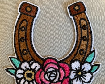 Horseshoe Embroidered Patch, Western Patch, Embroidery Patch, Iron On Patches, horse shoe
