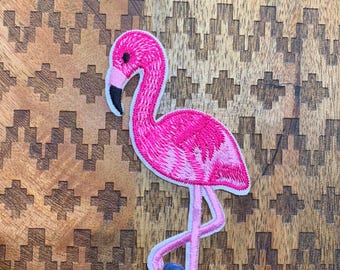 Flamingo - Pink Flamingo - Patch Embroidered DIY Iron-on/Sew-on, applique, crafts, jacket, mask, clothing, DIY, motif, animal, wild bird