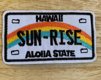 Hawaii License Plate Patch, Embroidered Iron on Hawaii Aloha State Patch Applique Travel Backpacking Luggage Patches